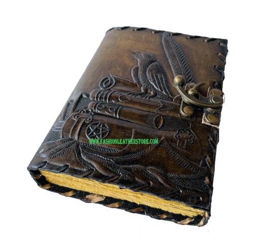 book of shadows black charcoal leather journal crow book vintage drawing diary blank book of spell deckle edge paper journal